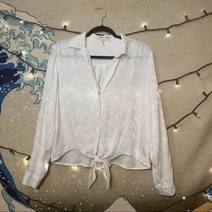 Anthropologie Cloth&Stone Sheer Tie Front Blouse S